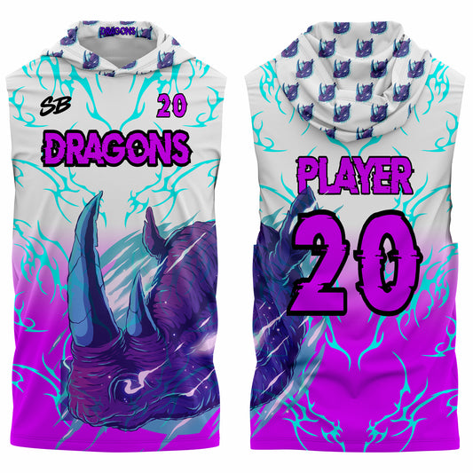 Complete Dragons reversible hooded 7v7 flag football uniform front and back design