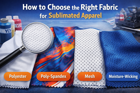 ifferent fabric types used for sublimated apparel including polyester, poly-spandex, and mesh fabrics