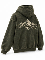 Rear three-quarter view of the Olive Fade olive acid wash oversized hoodie