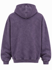 Back view of the Static Bloom violet acid wash oversized hoodie with plain back