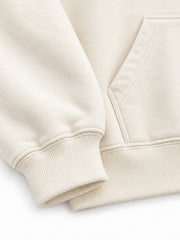 Close-up of the cuff and hem rib of the Cloud Loop cream chenille oversized hoodie