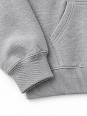 Close-up of the cuff and hem rib of the Mountain Pile heather grey chenille hoodie