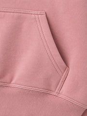 Close-up of the seam stitching of the Petal Club dusty pink chenille cropped hoodie