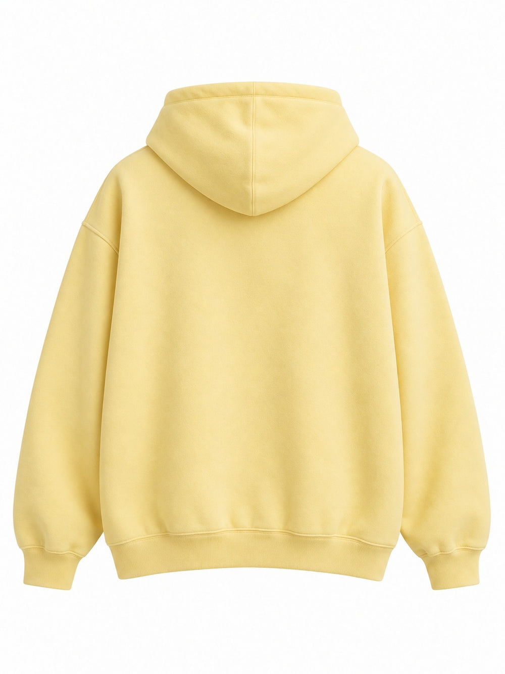 Back view of the Sky Patch butter yellow chenille oversized hoodie with plain back