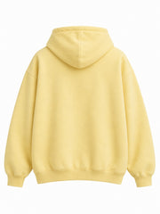 Back view of the Sky Patch butter yellow chenille oversized hoodie with plain back