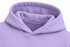 Close-up of the hood and neckline of the Dream Portal lavender DTF print oversized hoodie
