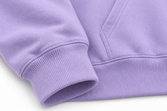 Close-up of the seam stitching of the Dream Portal lavender DTF print oversized hoodie