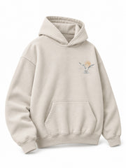 Front three-quarter view of the Coastal Study light stone DTG print hoodie