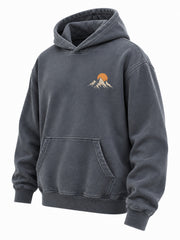 Front three-quarter view of the Summit Dawn washed slate DTG print hoodie