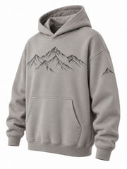 Front three-quarter view of the Contour Club stone gray embroidered oversized hoodie