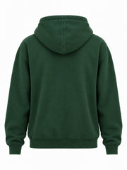 Back view of the Fern Spray forest green embroidered zip-up hoodie with plain back