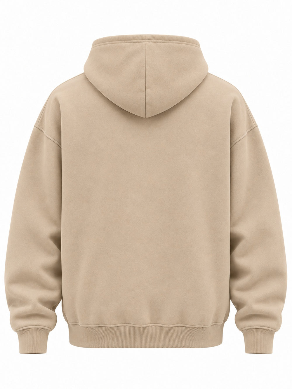 Back view of the Dune Pulse sand puff print oversized quarter-zip hoodie with plain back
