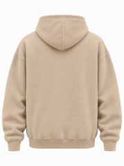 Back view of the Dune Pulse sand puff print oversized quarter-zip hoodie with plain back