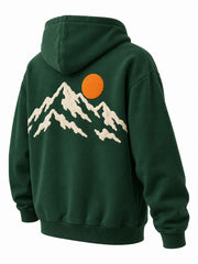 Rear three-quarter view of the Outside pine green puff print hoodie