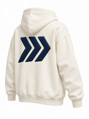 Rear three-quarter view of the Shift Mode ivory puff print oversized hoodie