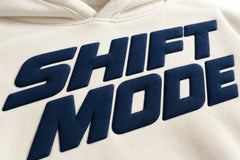 Close-up of the puff print decoration on the Shift Mode ivory puff print oversized hoodie