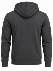 Back view of the After Dark graphite reflective print zip-up hoodie with plain back